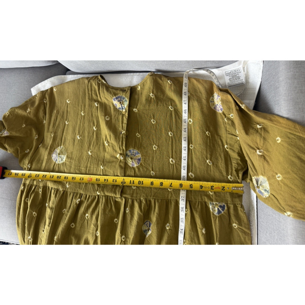 Olive Maxi Cotton hand print Tie Dye Dress Bohemian Beach Peasant EmpireFits 2XL - Picture 5 of 9